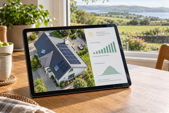 A home solar proposal on a tablet