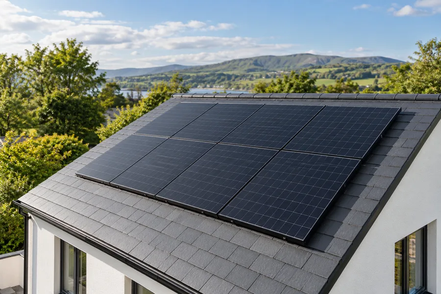 A roof fitted with solar panels